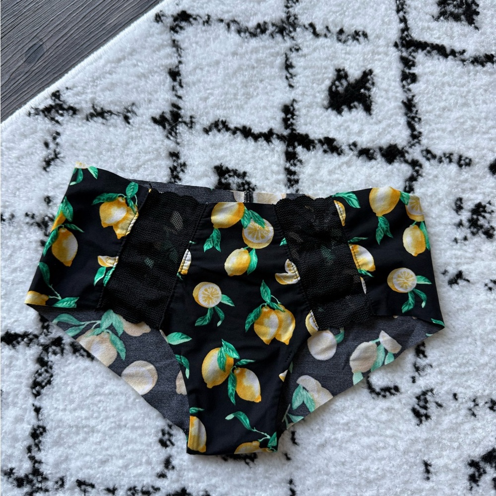PINK Victoria's Secret Black Lemon Print Panties